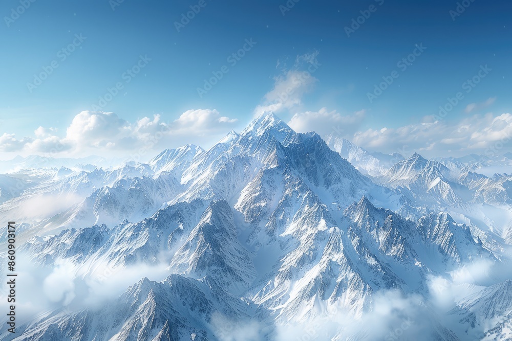 The towering snow capped peaks