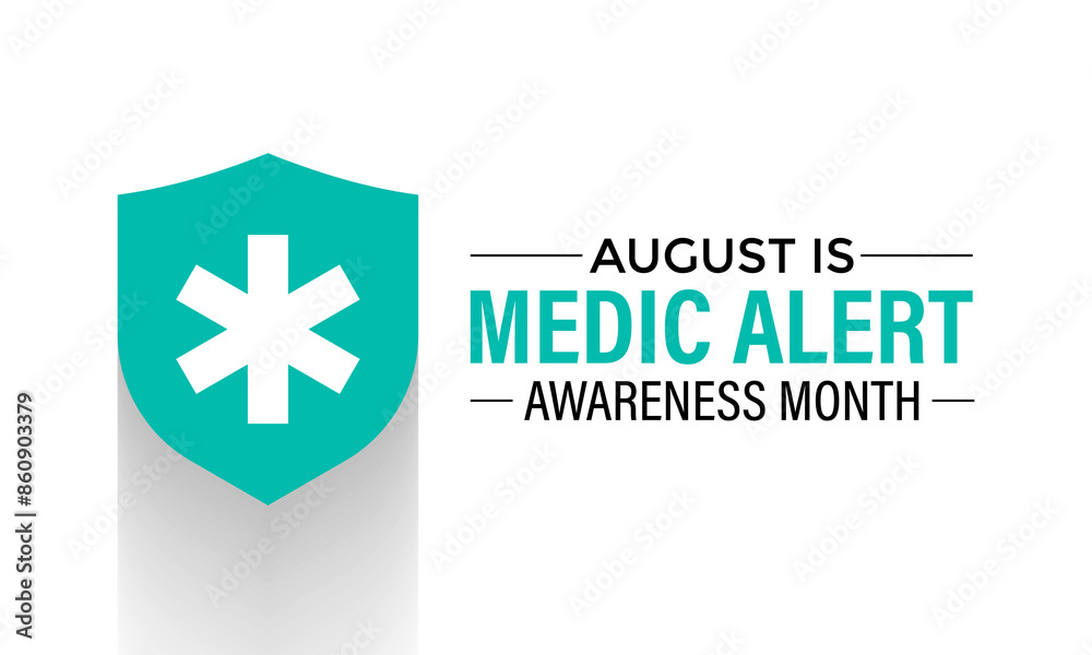 Medic Alert awareness month is observed every year in August. Holiday concept. background, banner, vector illustration. Medic Alert awareness month is observed every year in August. Holiday concept. background, banner, vector illustration.