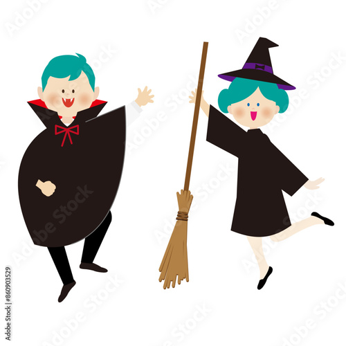 ハロウィンの仮装をしている男女