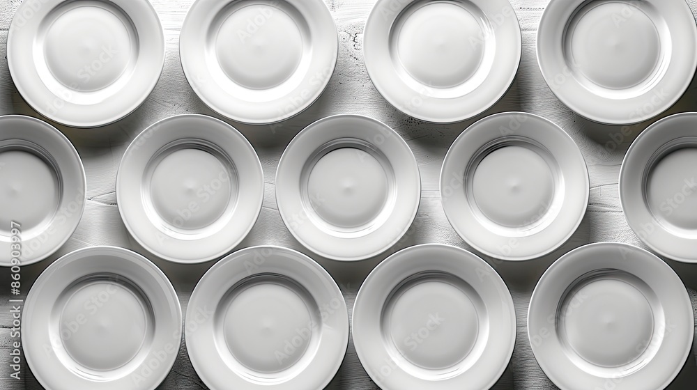 Set with empty ceramic plates on white background. Banner design Set with empty ceramic plates on white background. Banner design