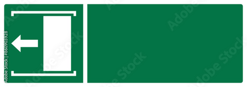 iso emergency and first aid safety door slides left to open your custom message here landscape size 1/2 a4,a3,a2,a1