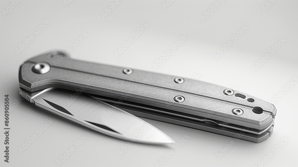 Silver pocket knife isolated on white background Silver pocket knife isolated on white background