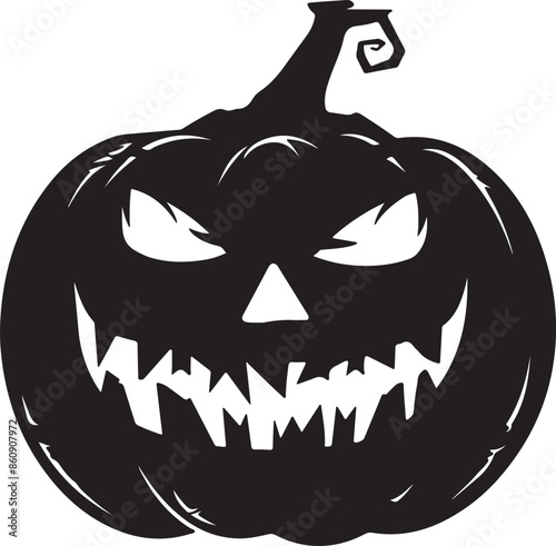Halloween Pumpkin Silhouette Vector Illustration White Background