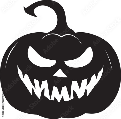 Halloween Pumpkin Silhouette Vector Illustration White Background