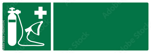 iso emergency and first aid safety signs oxygen resuscitator your custom message here landscape size 1/2 a4,a3,a2,a1