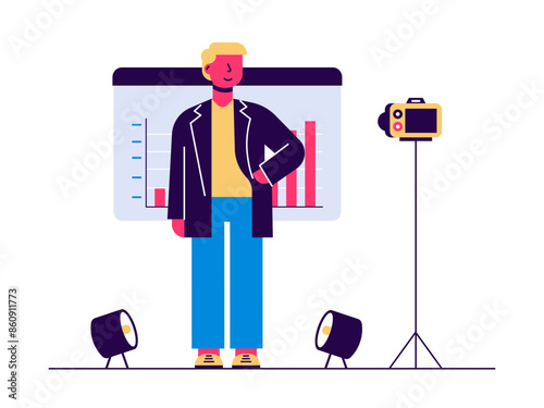 Model at art studio. Art studio vector illustration