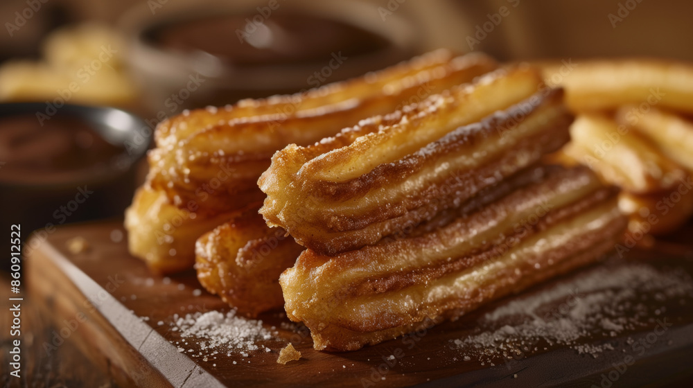 Churros sprinkled with powdered sugar Churros sprinkled with powdered sugar