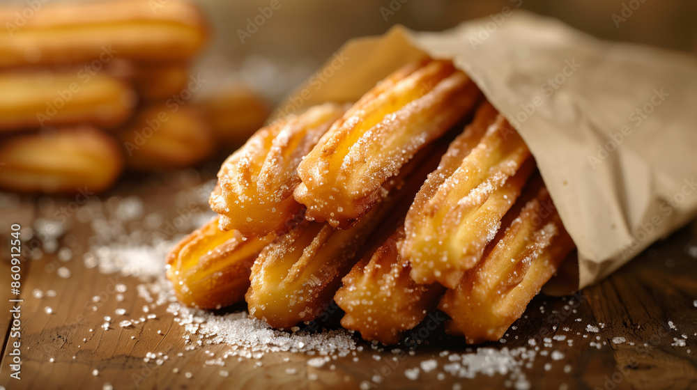 Churros sprinkled with powdered sugar Churros sprinkled with powdered sugar