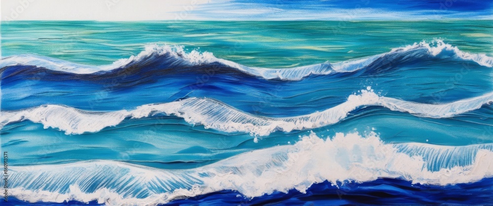 Abstract blue sea background painted with oil on canvas. Abstract blue sea background painted with oil on canvas.