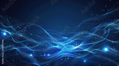 Abstract Blue Glowing Waves