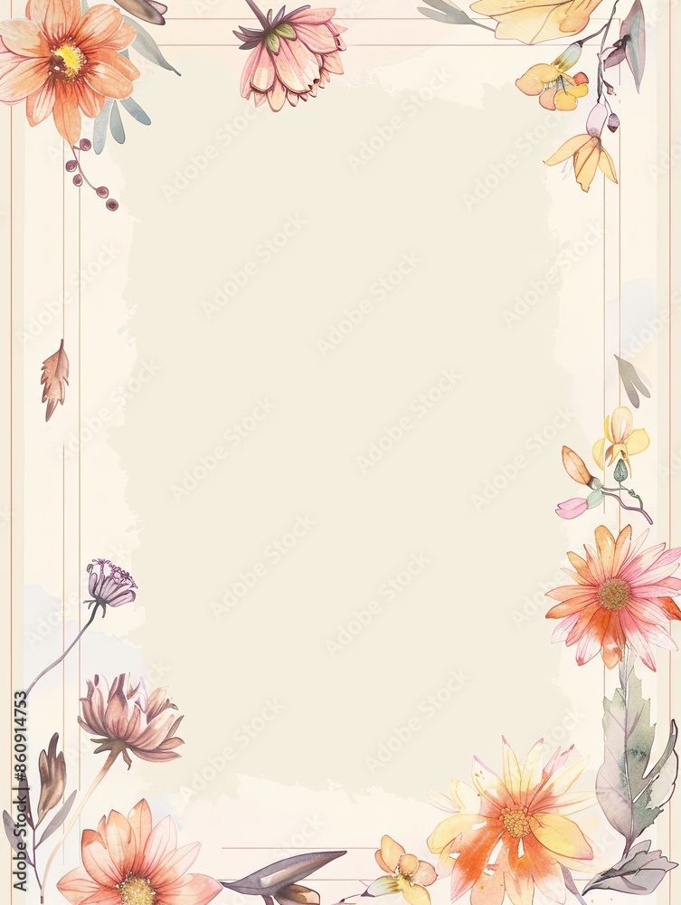 A vertical A4 journal page with a subtle artistic discreet floral border. A vertical A4 journal page with a subtle artistic discreet floral border.