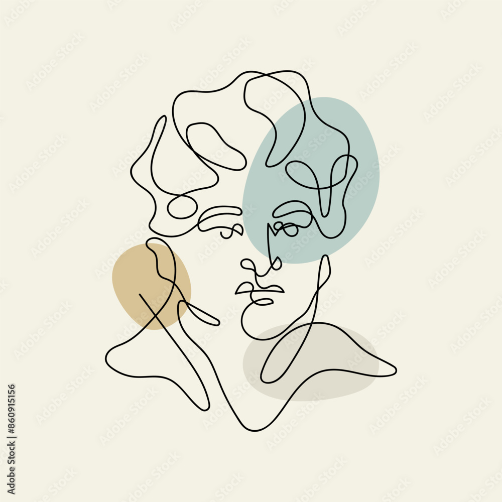 Abstract Modern Gentleman face drawing one line art and minimal design Abstract Modern Gentleman face drawing one line art and minimal design