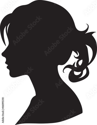 Female Head Silhouette Vector Illustration White Background