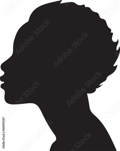 Female Head Silhouette Vector Illustration White Background