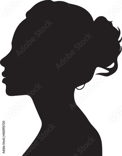 Female Head Silhouette Vector Illustration White Background