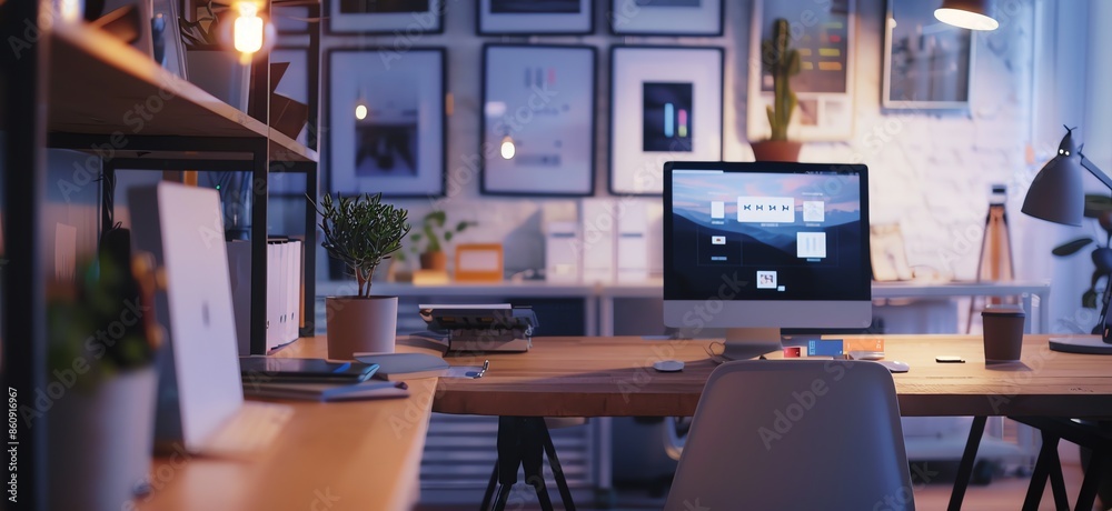 illustration of the atmosphere in a modern office, work activities in the office, discipline, neatness, aesthetics illustration of the atmosphere in a modern office, work activities in the office, discipline, neatness, aesthetics
