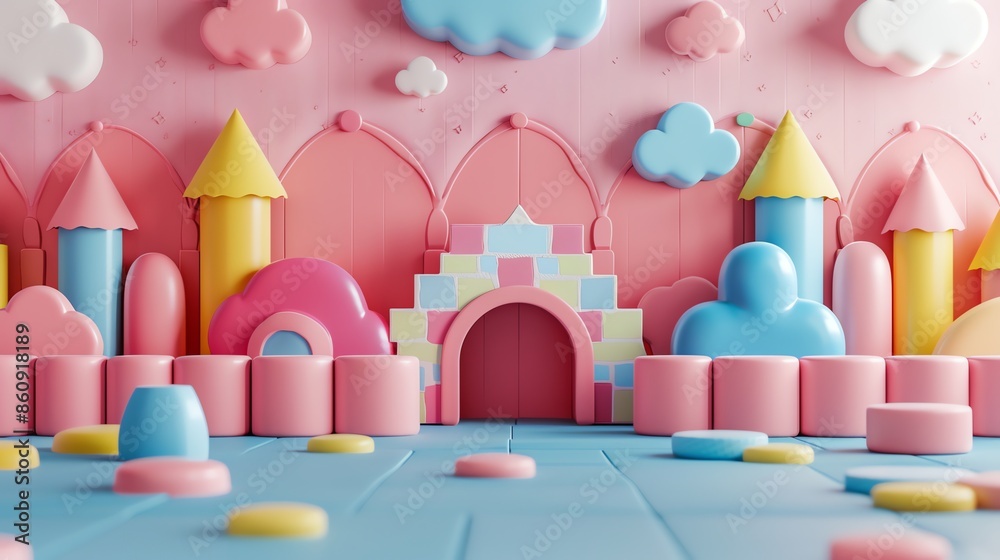 Obraz premium childhood banner education pastel color kids 3d school poster, pink colors, advertising, school, learning, offers, paper, pastel, pencil, poster, promotional, retro, sale, shopping, isolated, 16:9