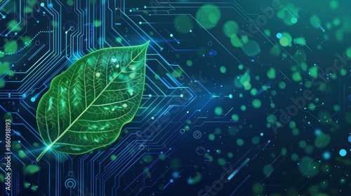 Green Leaf on a Circuit Board