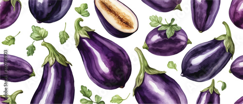 eggplant pattern background watercolor style3