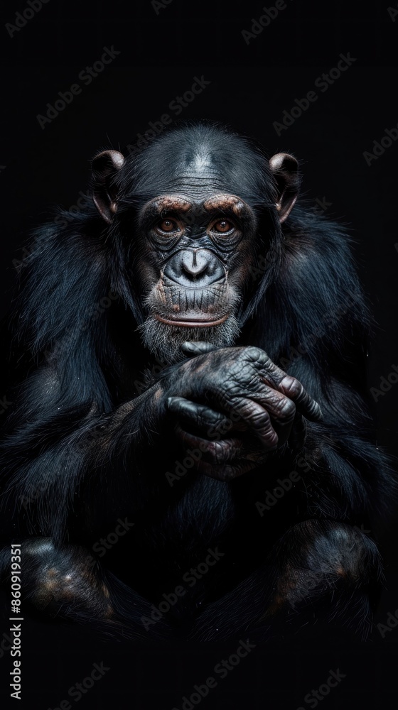 Chimpanzee , award winning photography, asbtract, commercial ads photo, advertising, studio, stunning