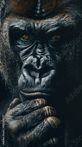 Gorilla , award winning photography, abstract, commercial ads photo, advertising, studio, stunning