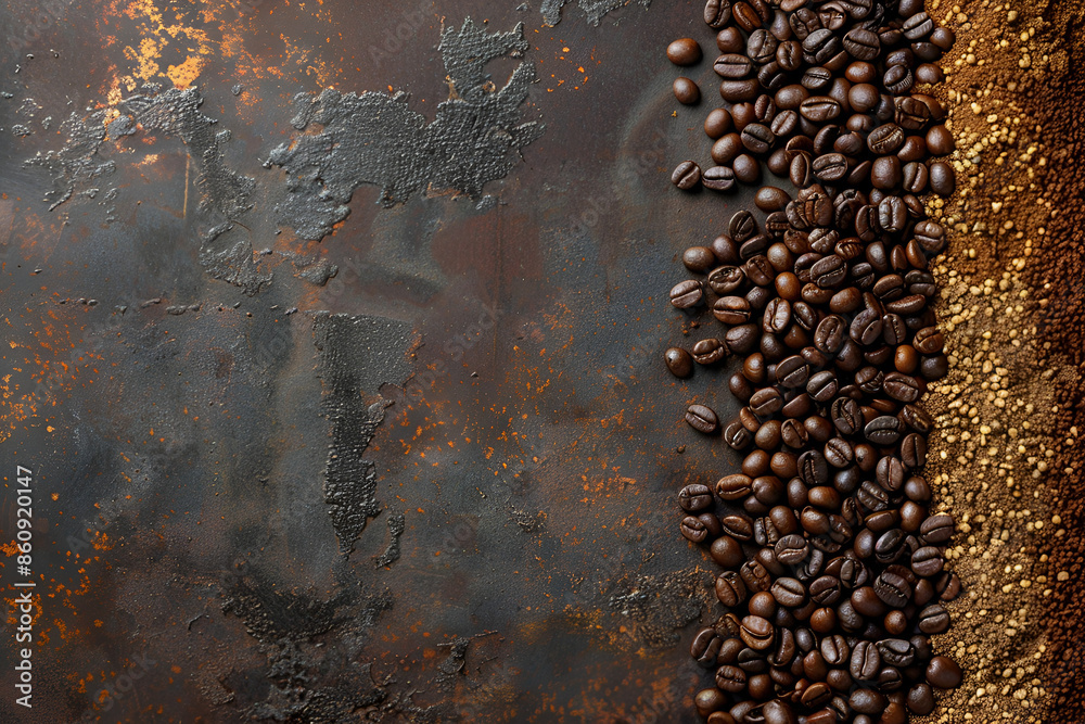 Variety of Coffee Beans on Burlap Sack Background