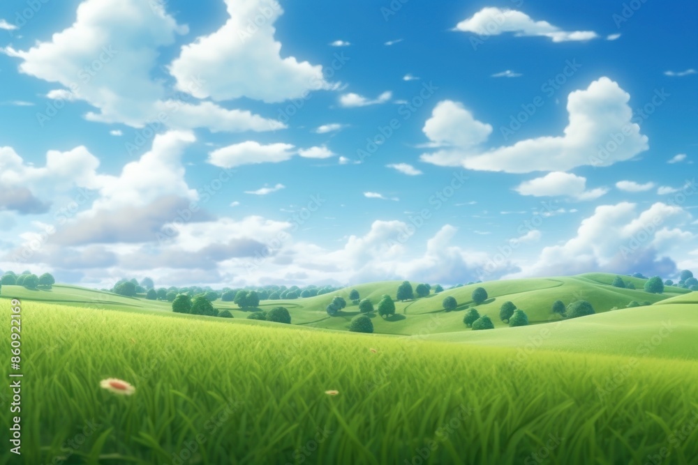 Fototapeta premium Field green grassland landscape.