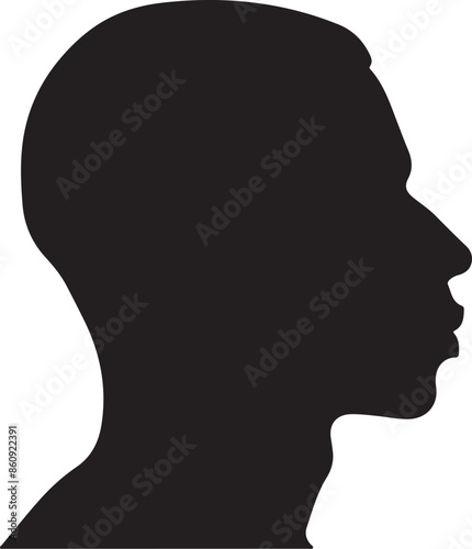 Male Head Silhouette Vector Illustration White Background