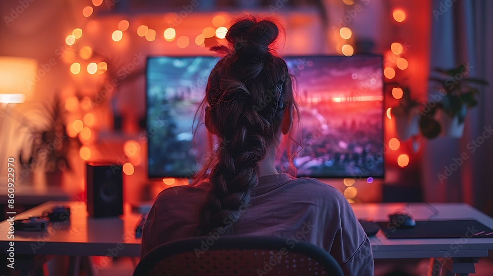 A lifelike photograph of a gamer playing late at night, illuminated by the glow of their computer screen and soft ambient lighting. A lifelike photograph of a gamer playing late at night, illuminated by the glow of their computer screen and soft ambient lighting.