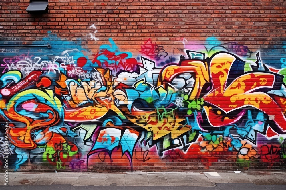 Obraz premium Graffiti colorful street brick wall.