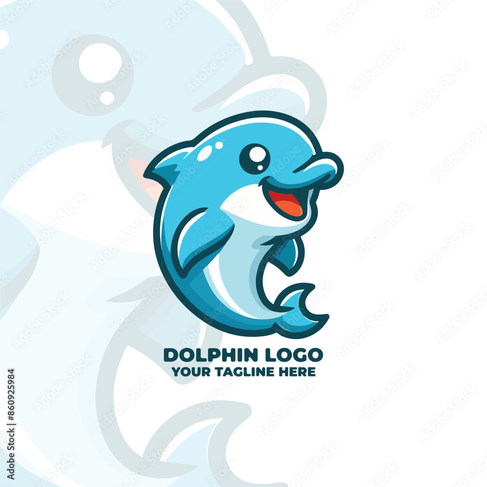 Fototapeta premium Cute Dolphin Logo Vector Design