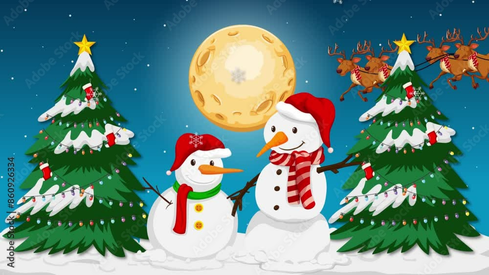 Santa's Sleigh Ride Over Snowy Landscape Santa's Sleigh Ride Over Snowy Landscape