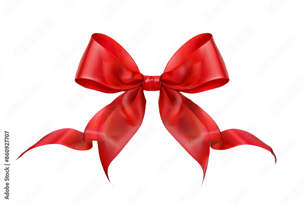 Red ribbon with bow isolated on transparent background