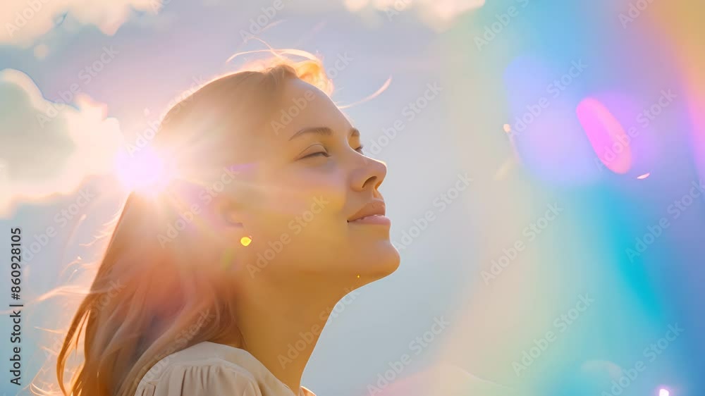 Woman Enjoying Sunlight and Fresh Air with Ai generated.
