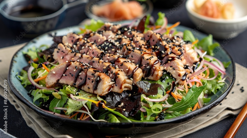 Seared Tuna Salad with Sesame Seeds and Dressing Seared Tuna Salad with Sesame Seeds and Dressing