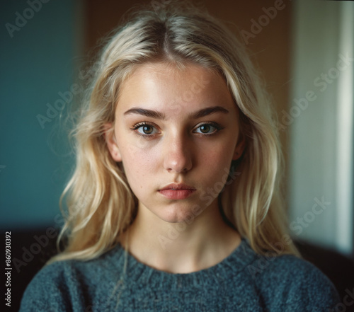 Blonde girl, 13-17, serious...