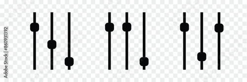 Filter control vector. Settings sliders line icon vector illustration set.