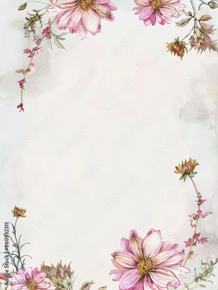 A vertical A4 journal page with a subtle artistic discreet floral border. A vertical A4 journal page with a subtle artistic discreet floral border.