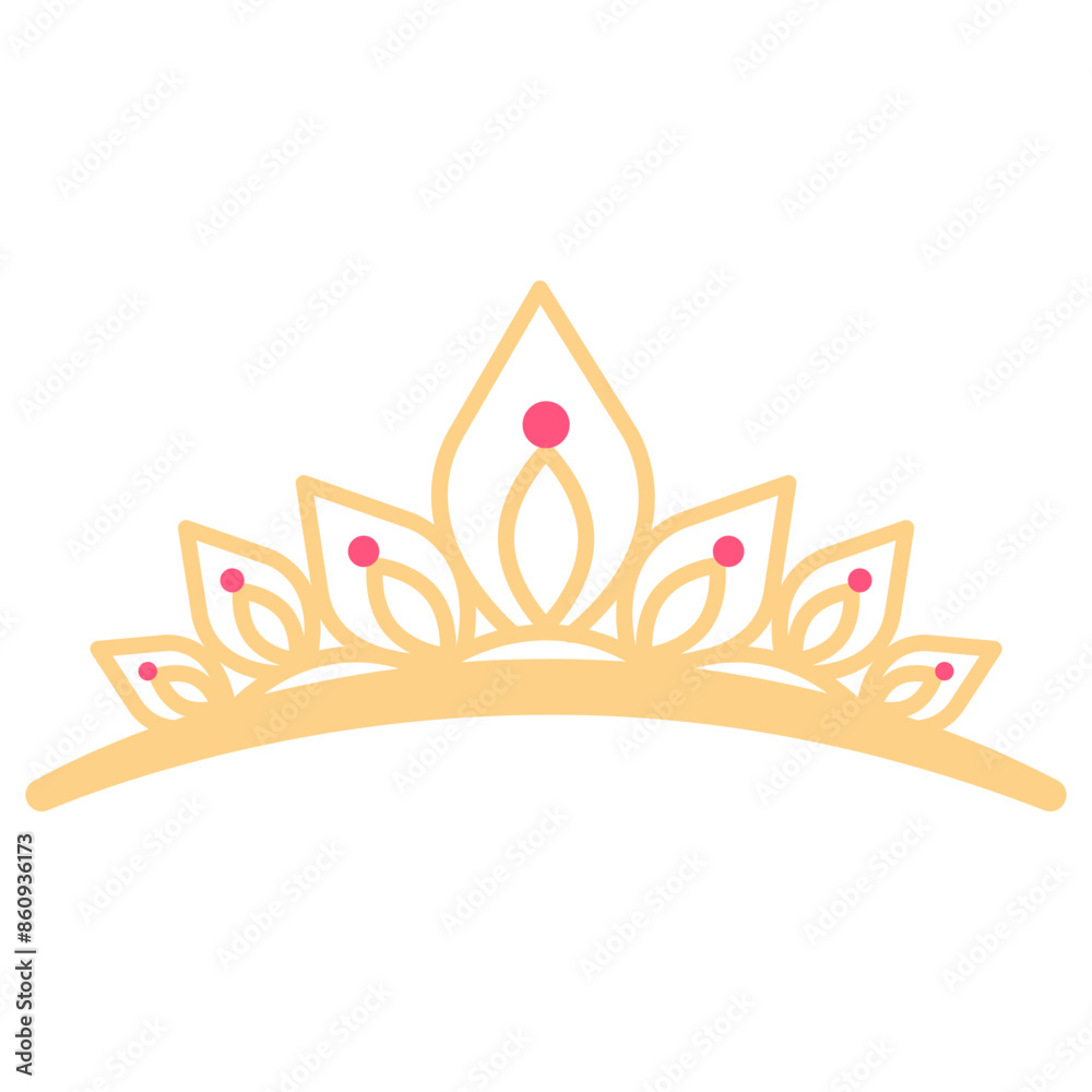 Illustration of Golden Crown. Isolated Vector in Flat Style. Illustration of Golden Crown. Isolated Vector in Flat Style.