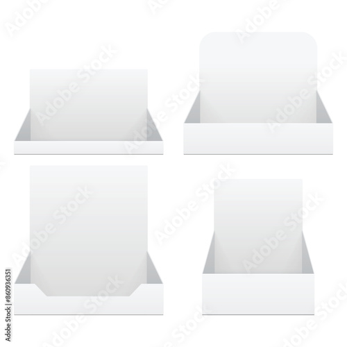Empty cardboard POS POI blank display show box holder for sale. Vector