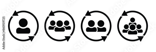 Set of Customer retention icon collection. User avatar icon with circle. Vector Illustration.