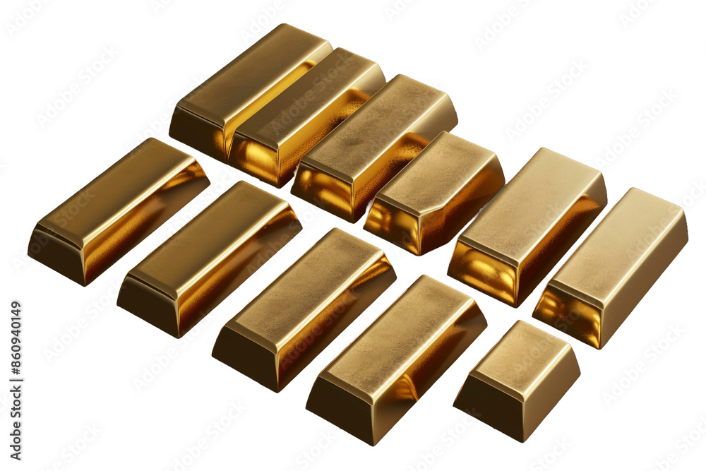 set of gold bars isolated on transparent background set of gold bars isolated on transparent background
