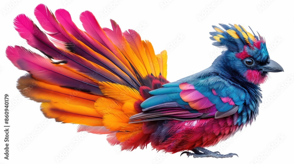 Vibrant, colorful tropical bird with striking blue, pink, and orange feathers, ideal for nature and wildlife designs. Vibrant, colorful tropical bird with striking blue, pink, and orange feathers, ideal for nature and wildlife designs.