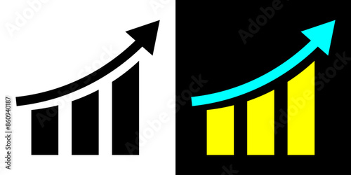 Rising bar graph symbol. Increasing bar graph icon. Growth graph illustration.