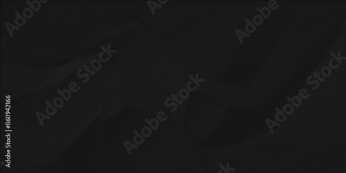 Dark black crumpled paper wrinkled background, Black empty leaf of crumpled paper texture background. Vector illustration.