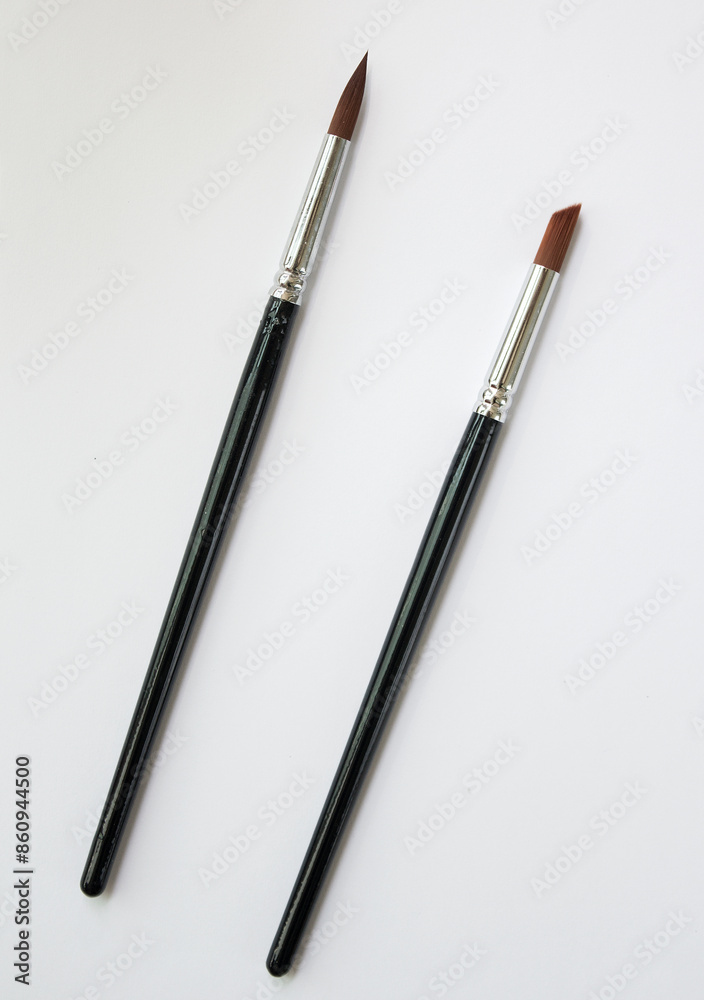 An acrylic brush placed on a white background.
An acrylic brush placed on a white background.