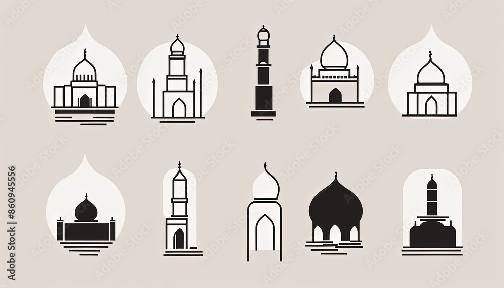 the best illustration of a set of icons of the symbols