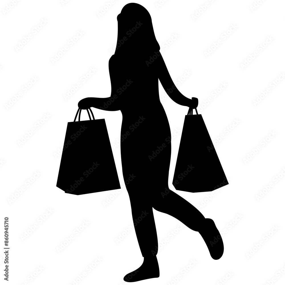 Women Shopping Silhouette. Isolated Vector Illustration in Flat Design. Women Shopping Silhouette. Isolated Vector Illustration in Flat Design.