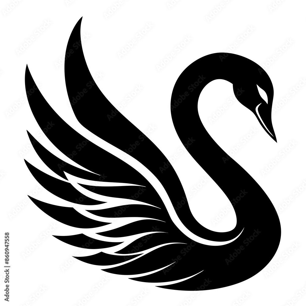 Fototapeta premium Swan logo icon vector art silhouette illustration