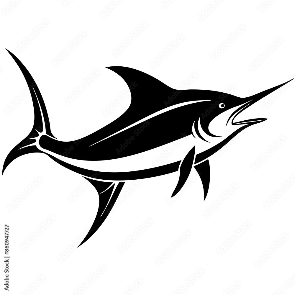 Marlin icon logo silhouette vector illustration Marlin icon logo silhouette vector illustration